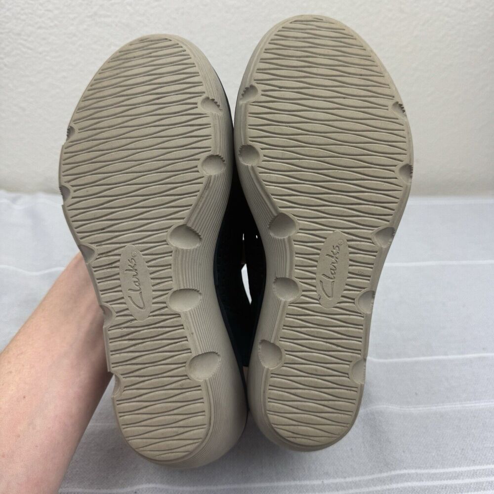 Clark’s Collection Reedly Salene Wedge Sandals Leather Peep Toe Black 8.5 - Picture 15 of 15